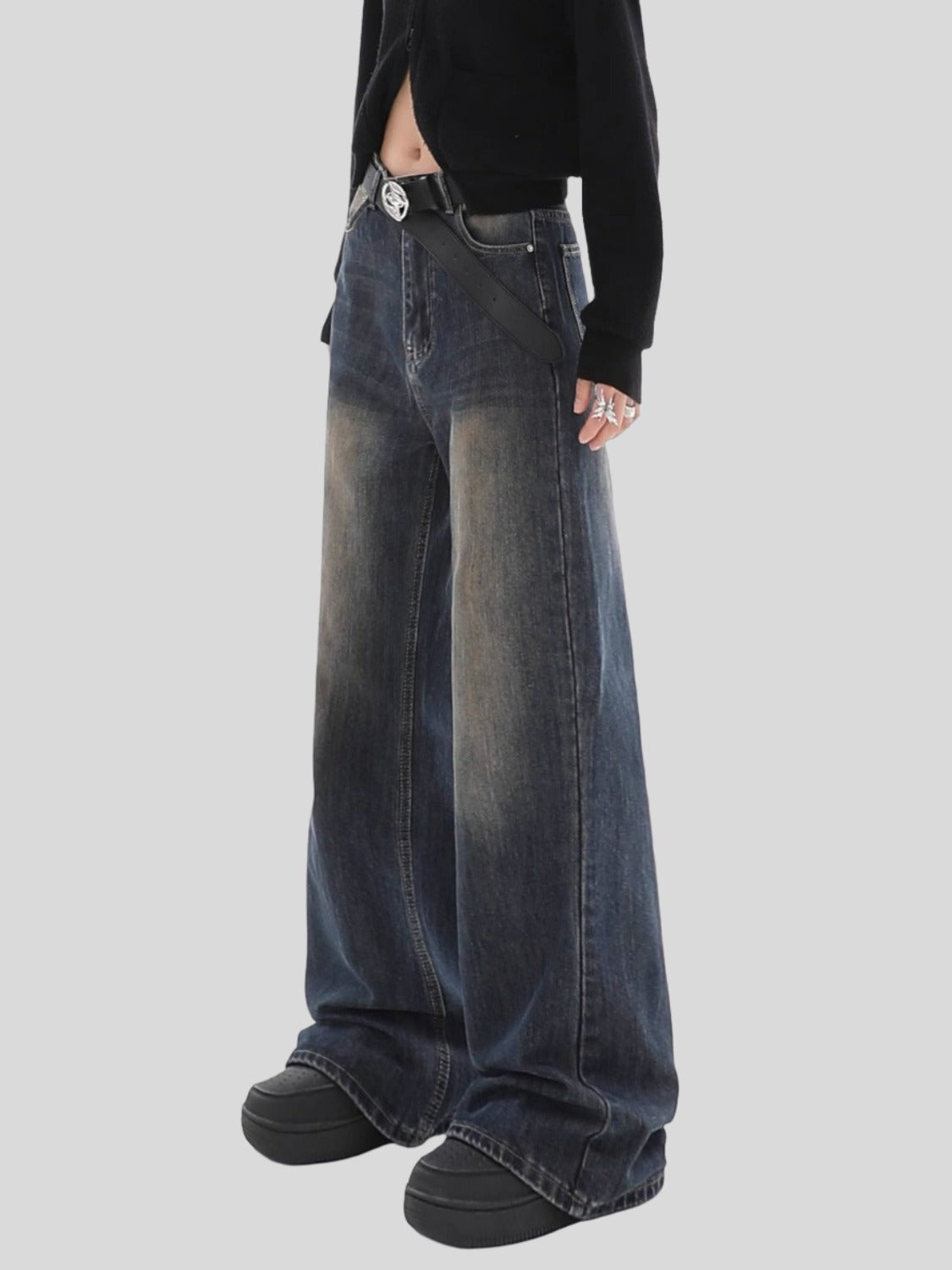 Low-Rise Distressed Jeans