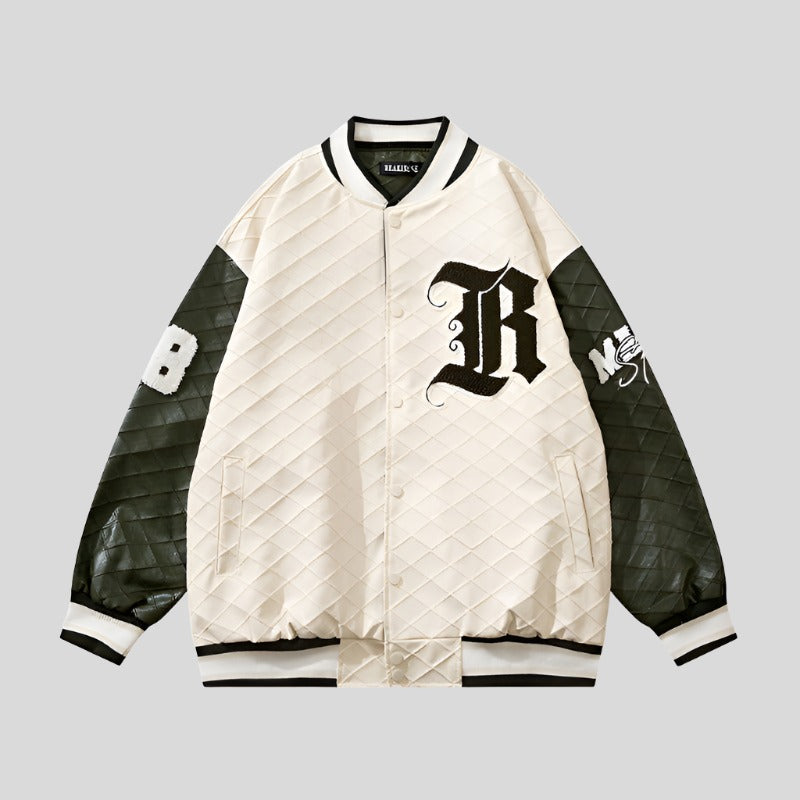 HR Embroidered Letter Baseball Coat