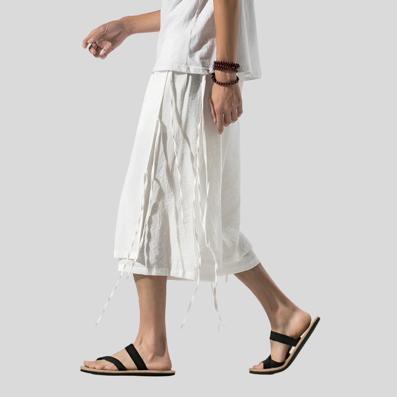 Linen-Blend Flared Pants