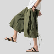 Linen-Blend Flared Pants