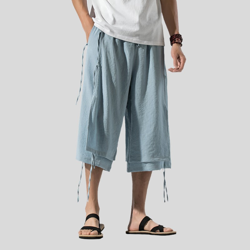 Linen-Blend Flared Pants