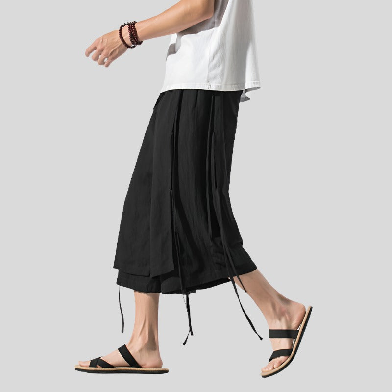 Linen-Blend Flared Pants