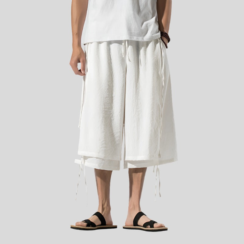 Linen-Blend Flared Pants