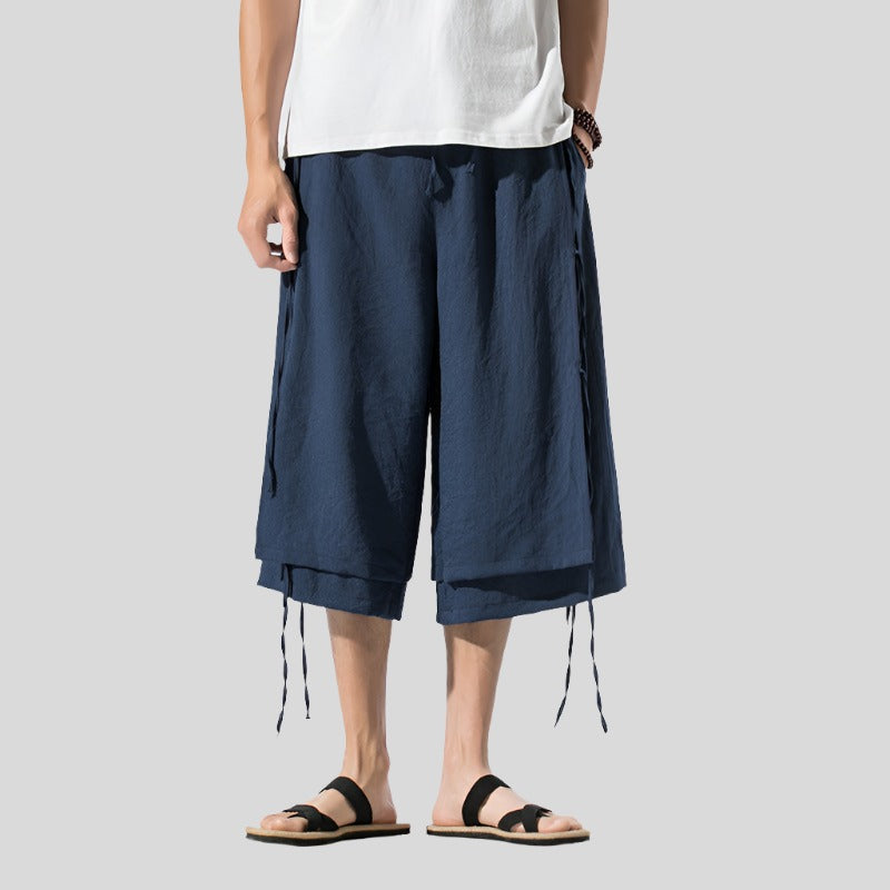 Linen-Blend Flared Pants