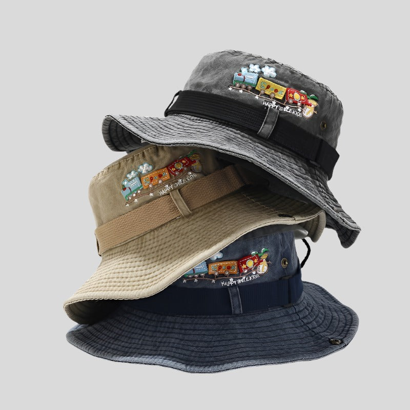Train-Embroidered Bucket Hat