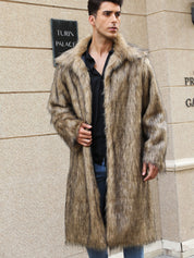 Yellow Lapel Fox Fur Men’s Long Coat