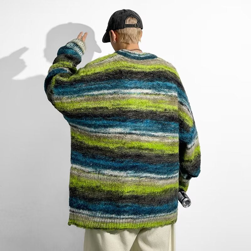 HOHNKNG Striped Button Sweater