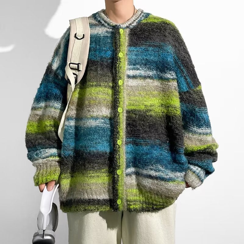 HOHNKNG Striped Button Sweater