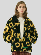 Wool Jacket with Sunflower Embroidery