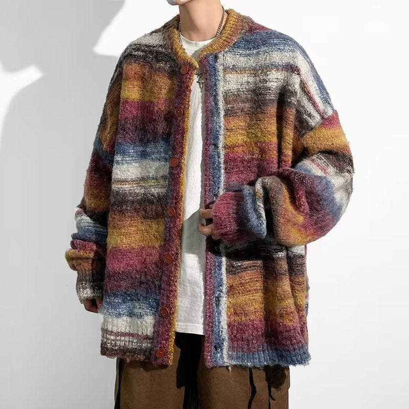 HOHNKNG Striped Button Sweater