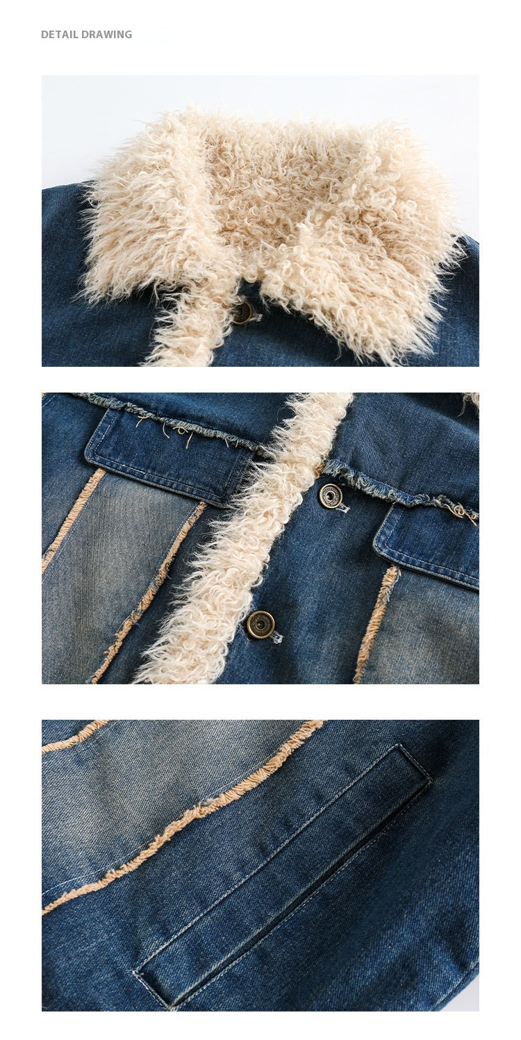 JON Denim Coat with Fur