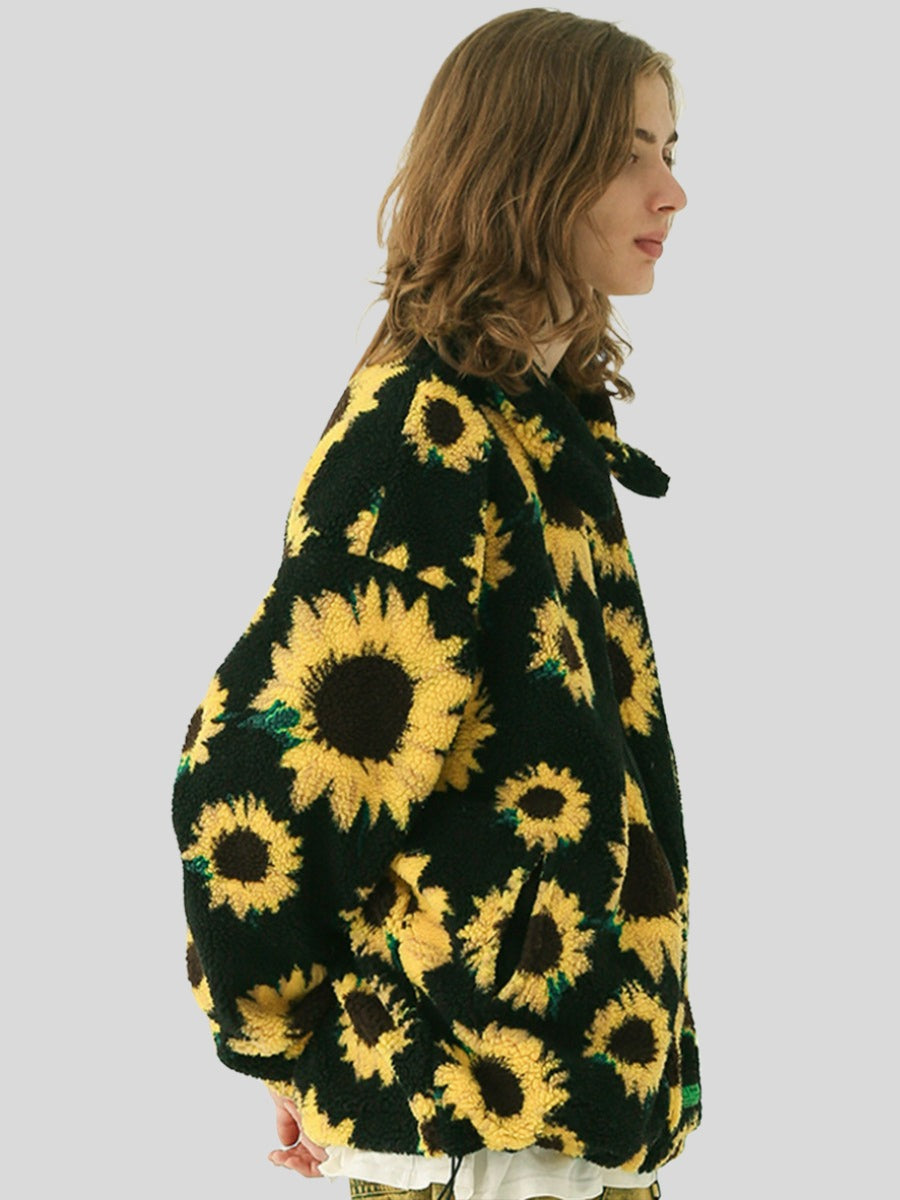 Wool Jacket with Sunflower Embroidery