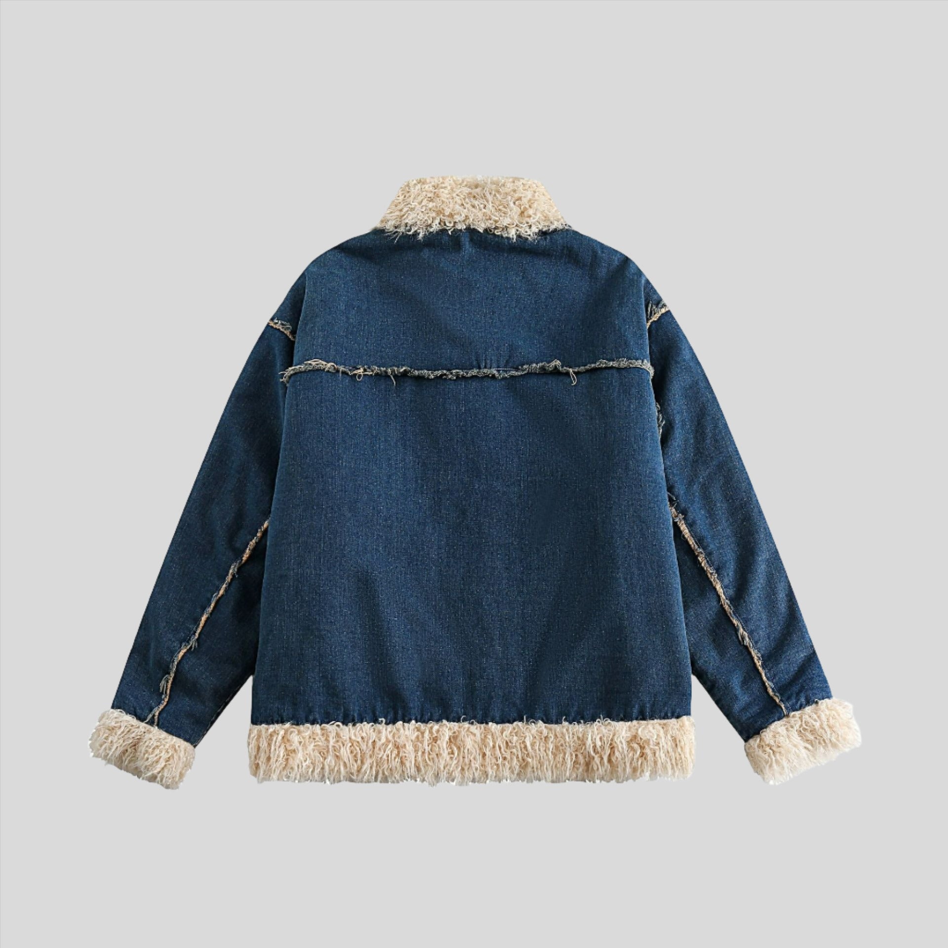 JON Denim Coat with Fur