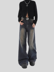 Low-Rise Distressed Jeans