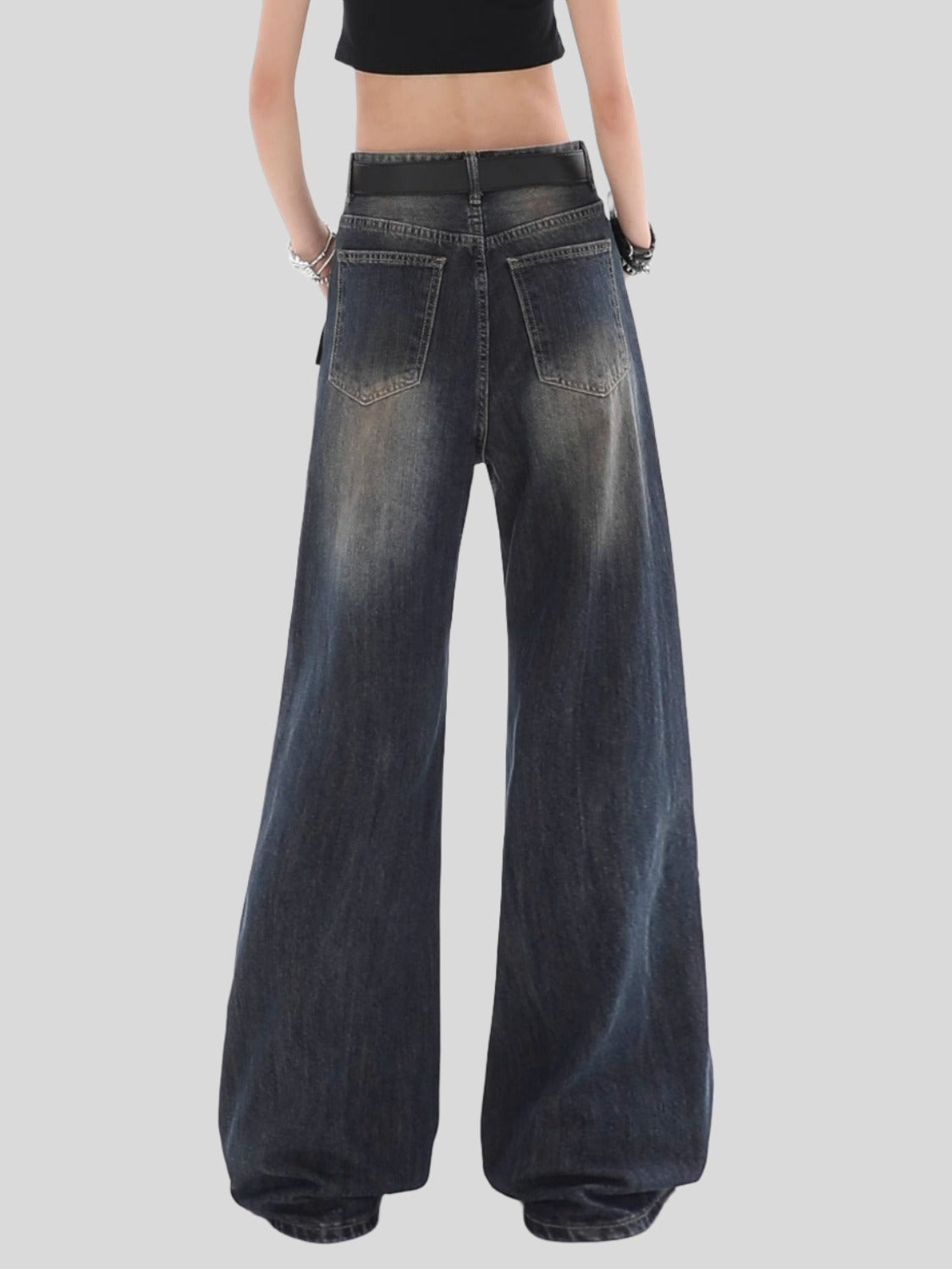 Low-Rise Distressed Jeans