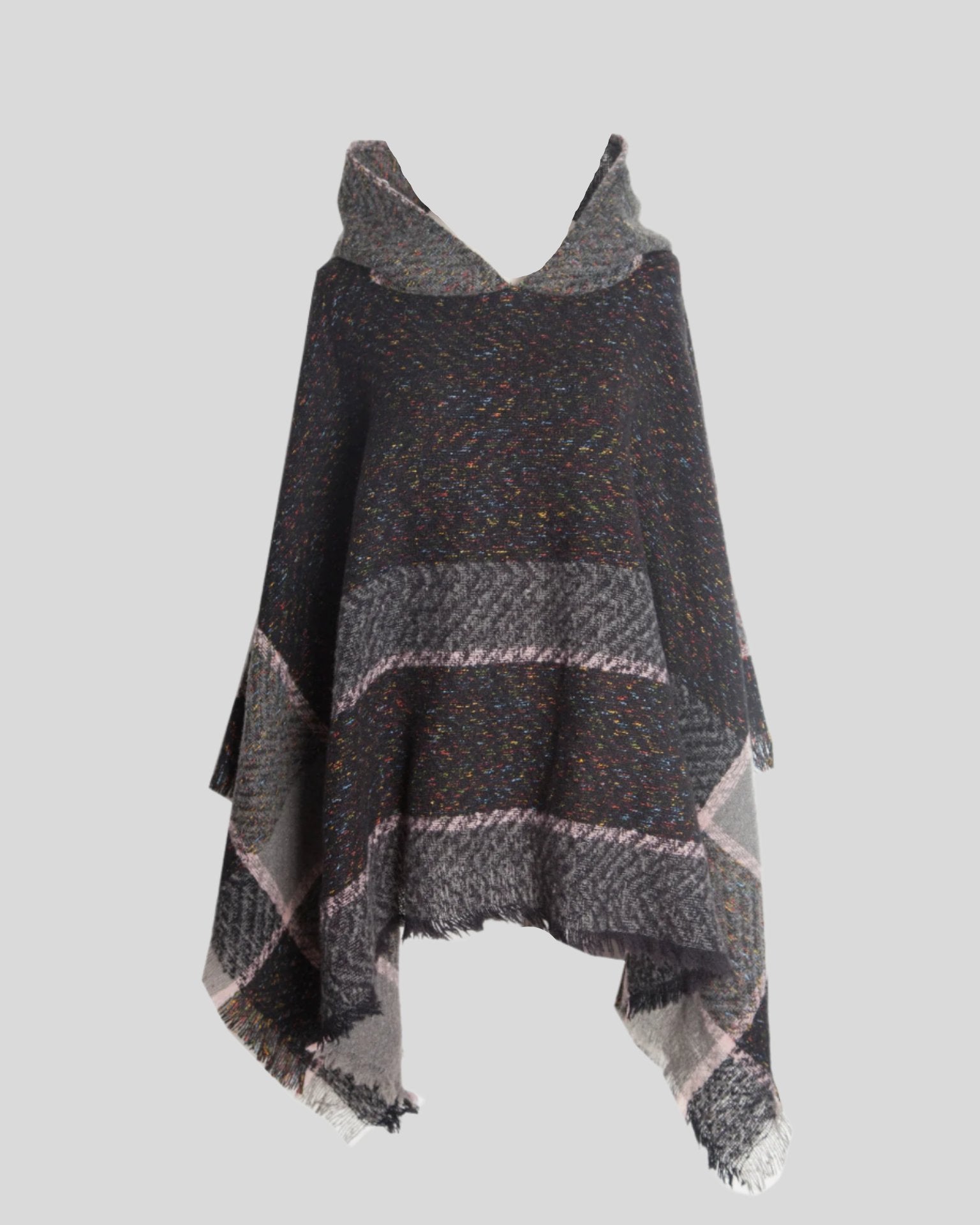 H Multi-Color Hooded Poncho