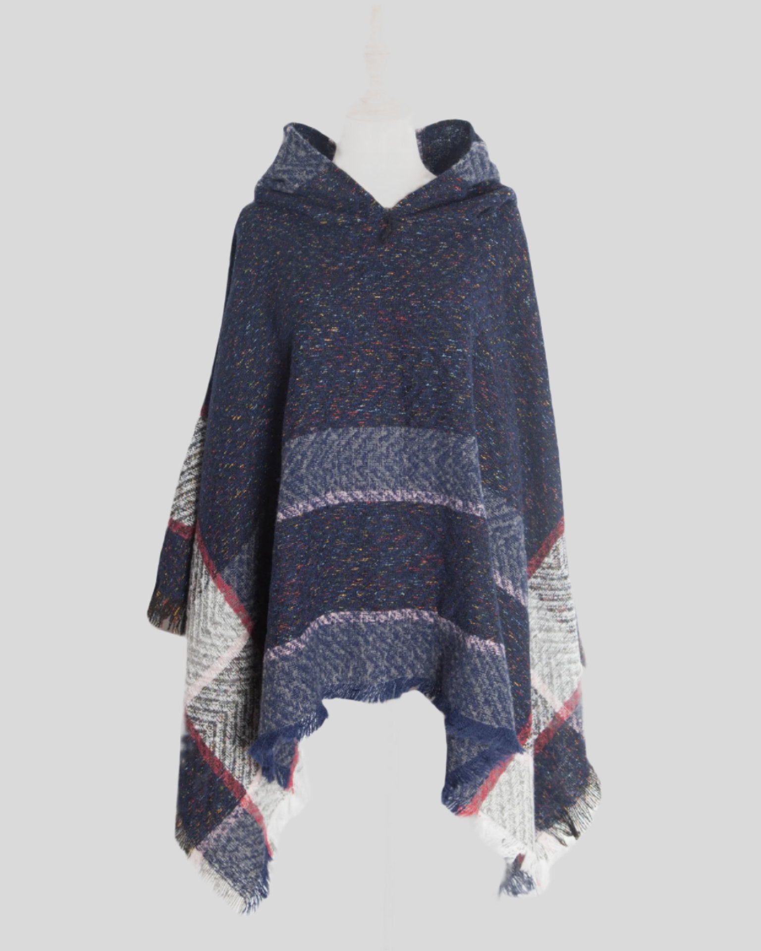 H Multi-Color Hooded Poncho