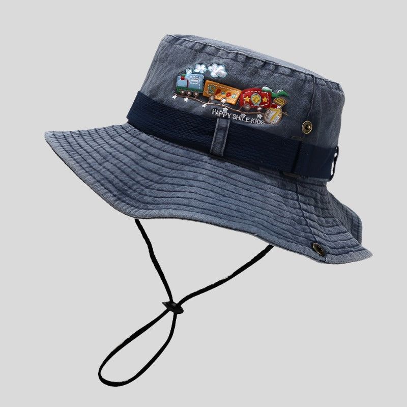 Train-Embroidered Bucket Hat