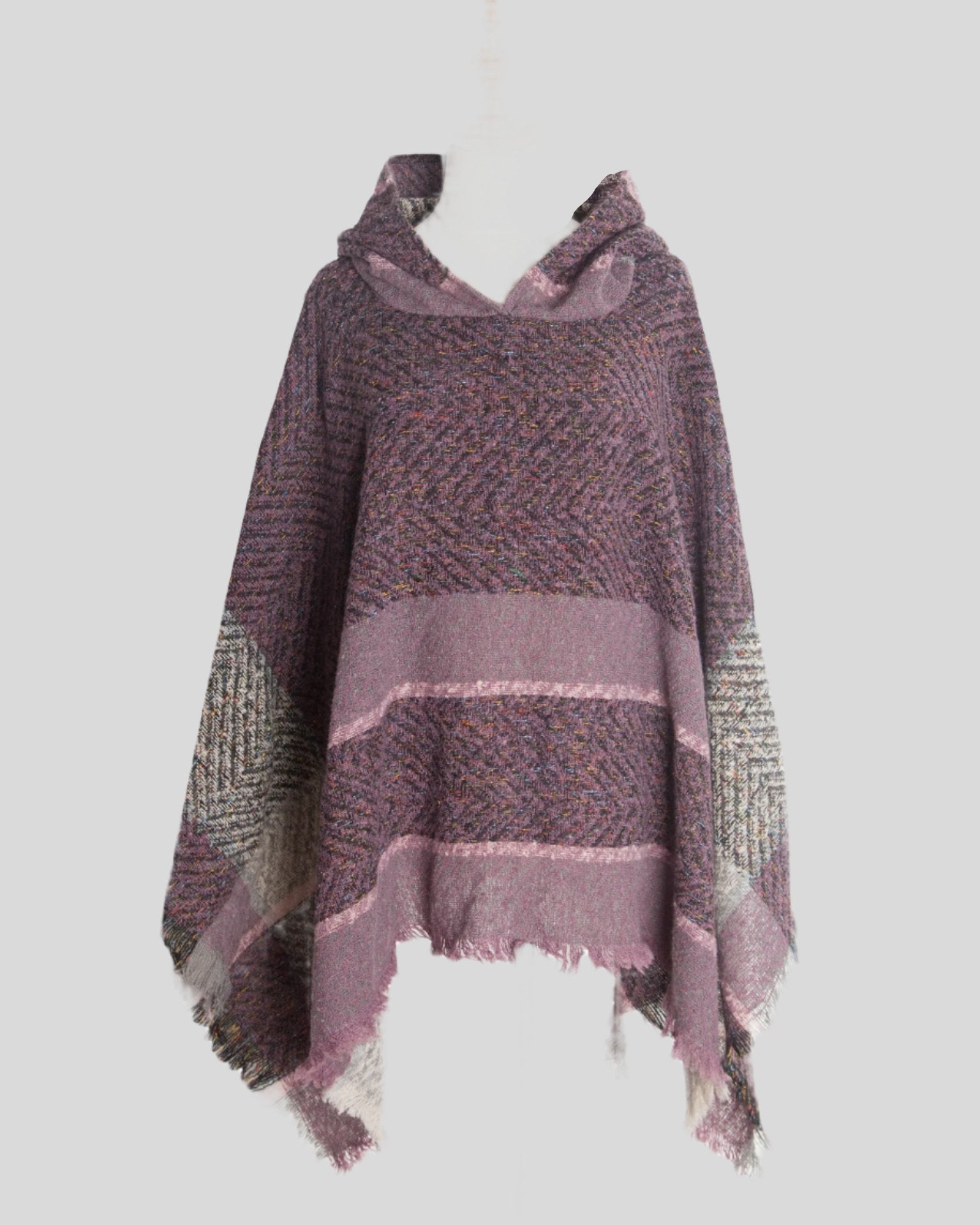 H Multi-Color Hooded Poncho