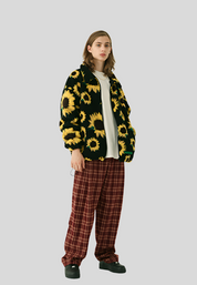 Wool Jacket with Sunflower Embroidery
