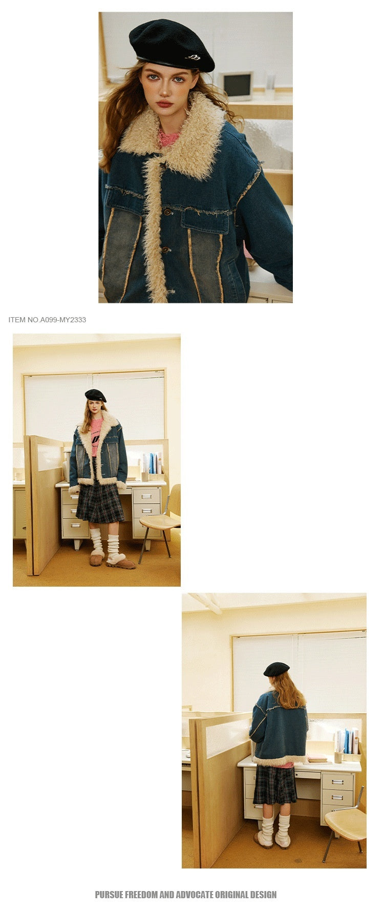 JON Denim Coat with Fur