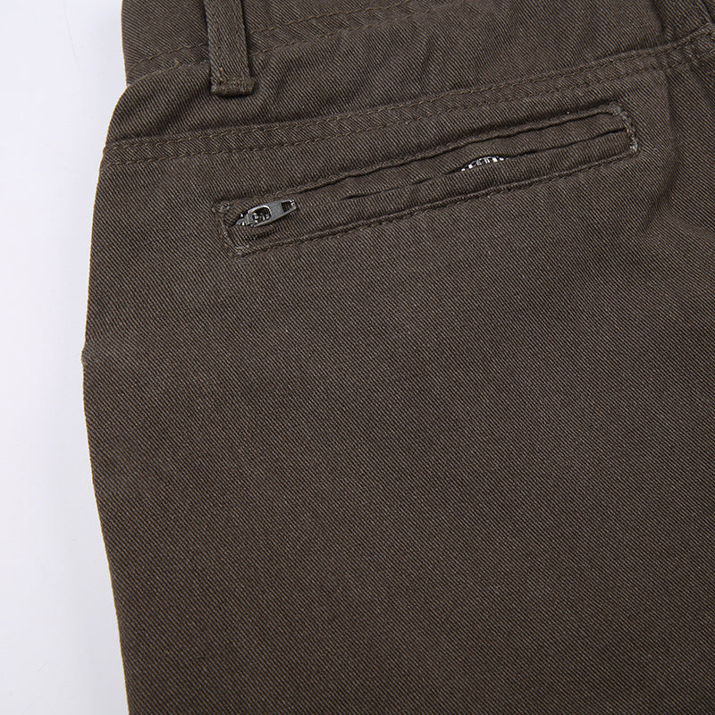 Retro Brown Denim Mini Skirt