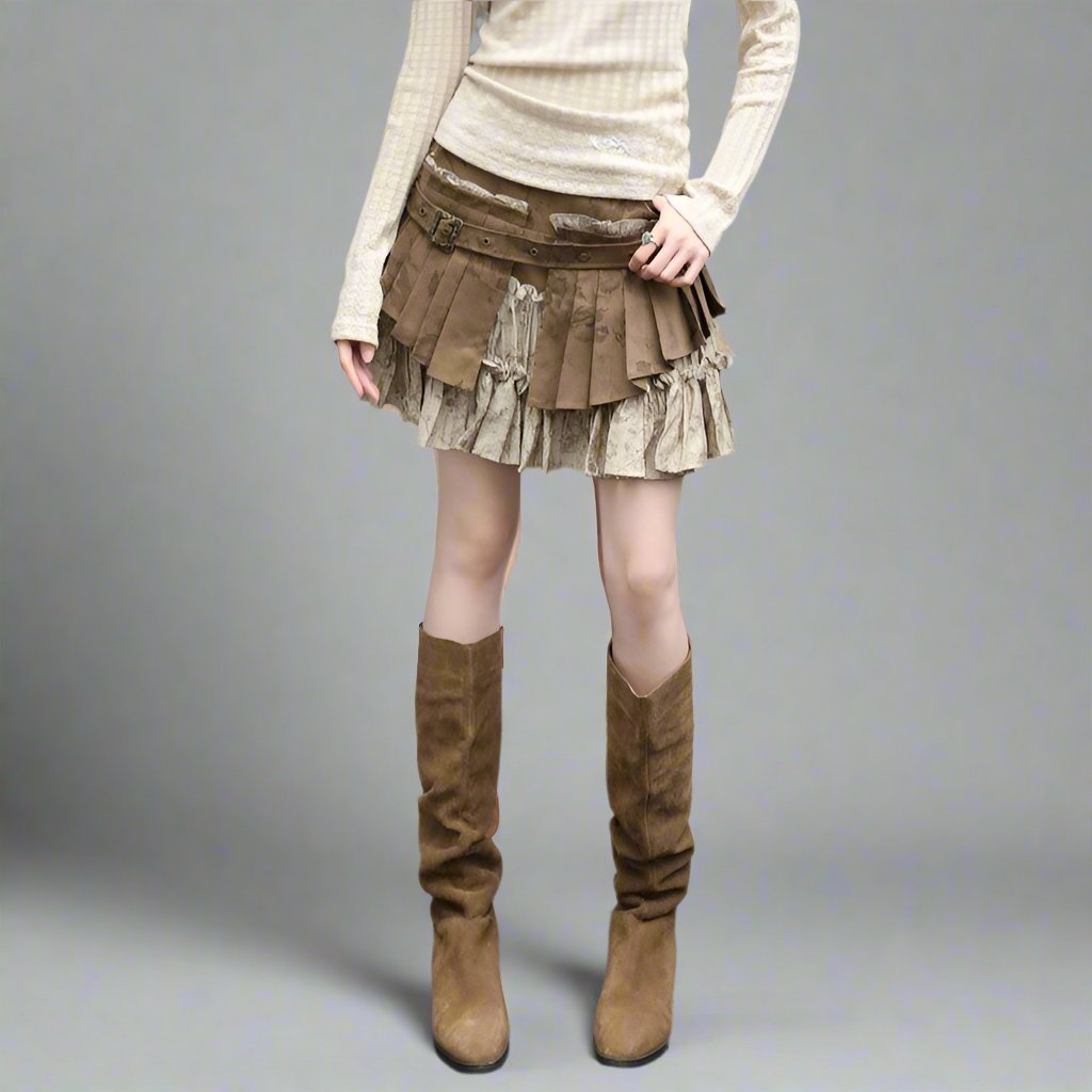 POP Tiered Vintage Mini Skirt
