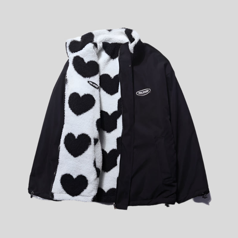 LOVE Multicolor Heart Fur Coat