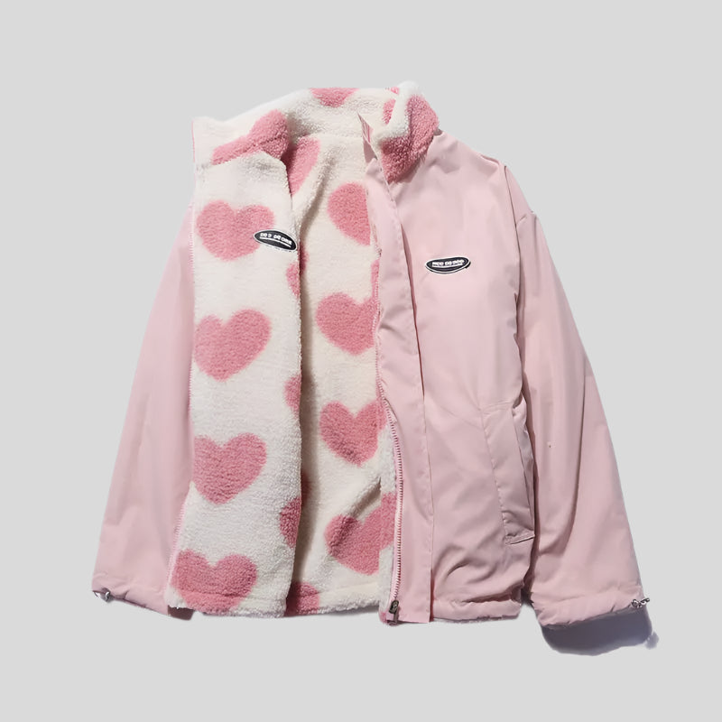 LOVE Multicolor Heart Fur Coat