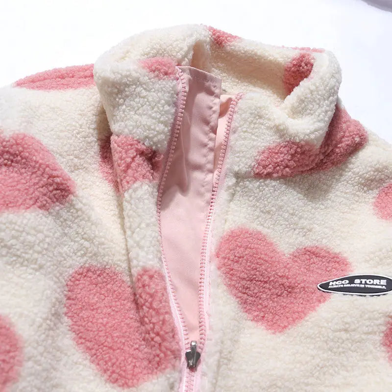 LOVE Multicolor Heart Fur Coat