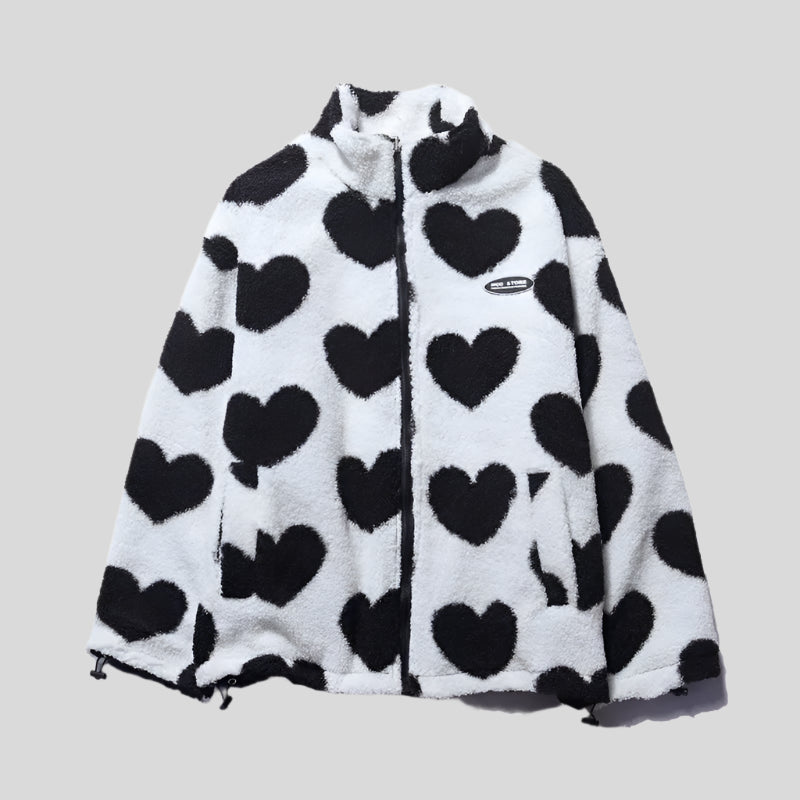 LOVE Multicolor Heart Fur Coat