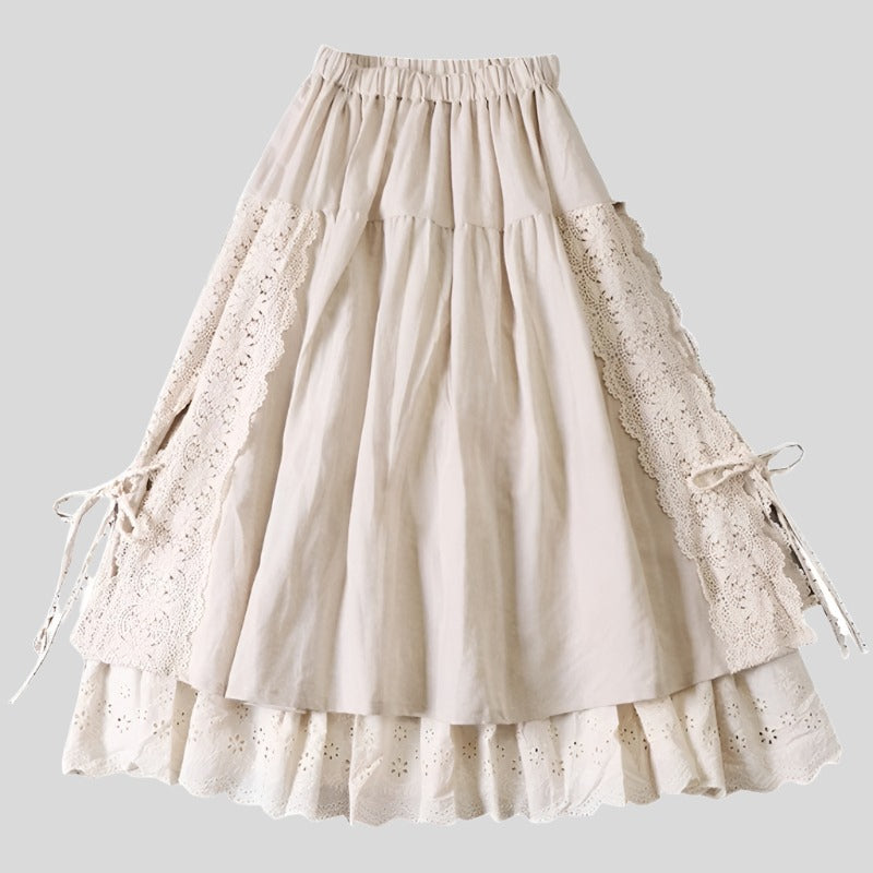 Medieval-Style White Maxi Skirt