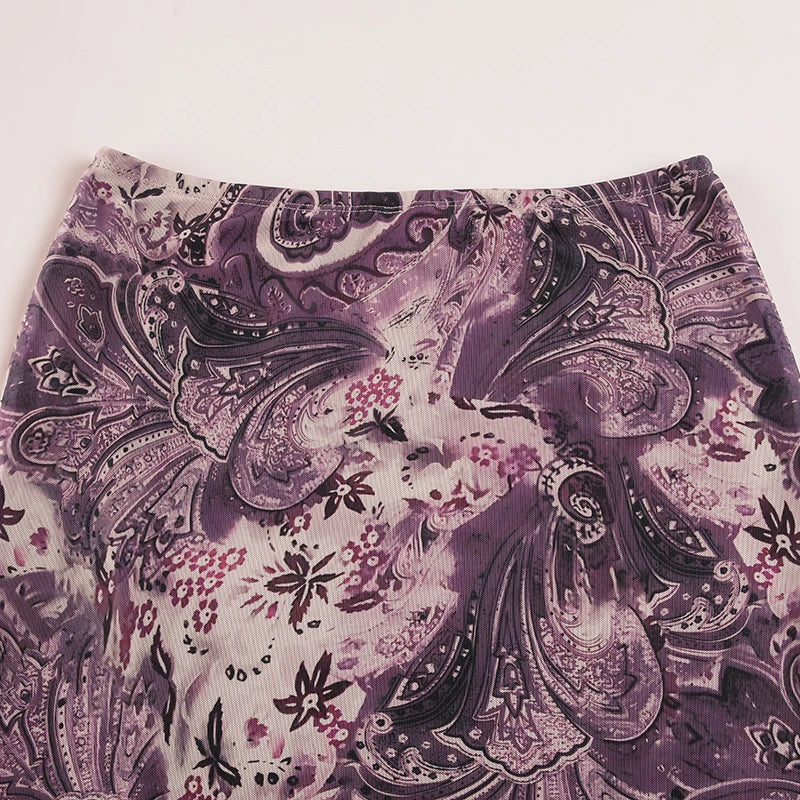 VI Vintage Purple Print Skirt