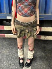 Jim Army-Green Mini Skirt