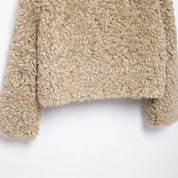 JO Elegant Short Fur Coat with Buckle