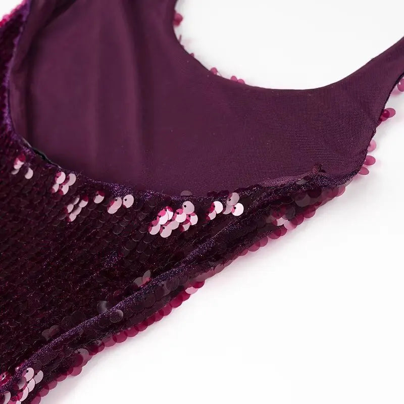 LILACH Purple Sequin Evening Dress