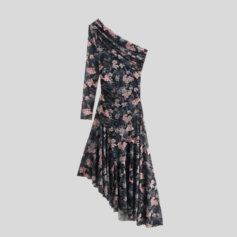 JIM One-Sleeve Tiered Dress