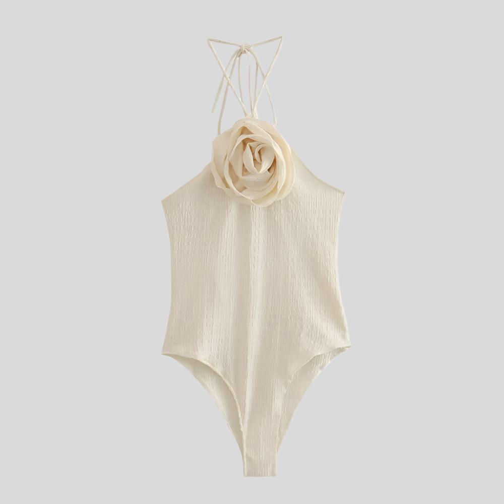 YAN Open-Back Floral Bodysuit