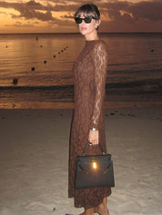 KI Brown Long-Sleeve Dress