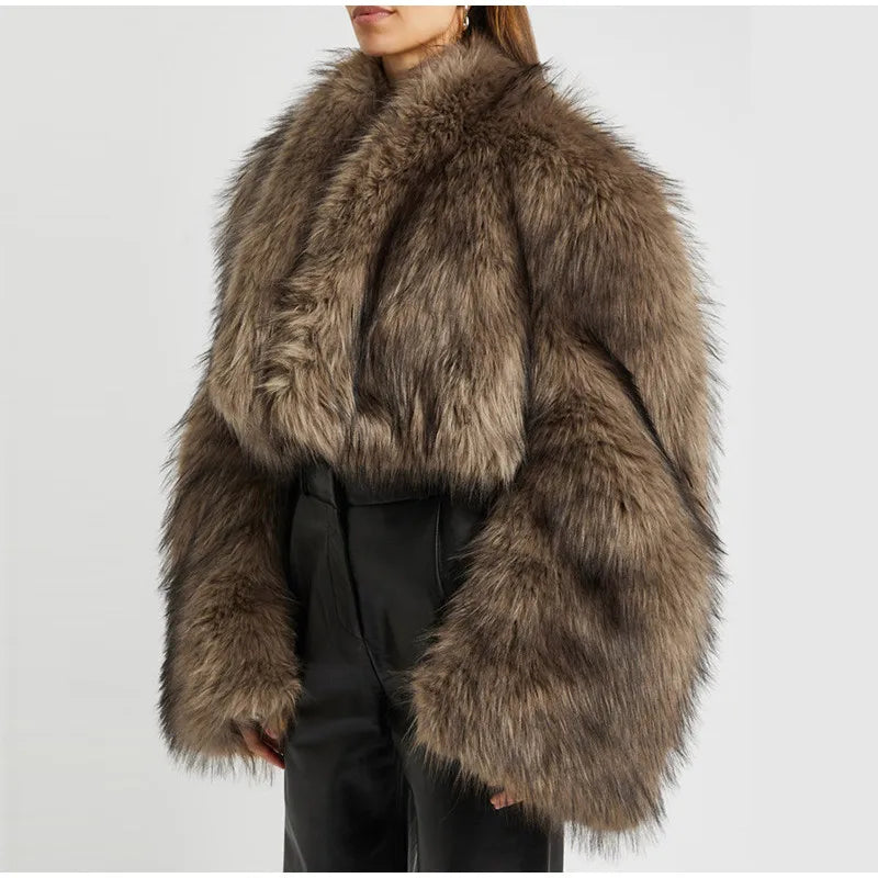 JOOM Cropped Fur Coat