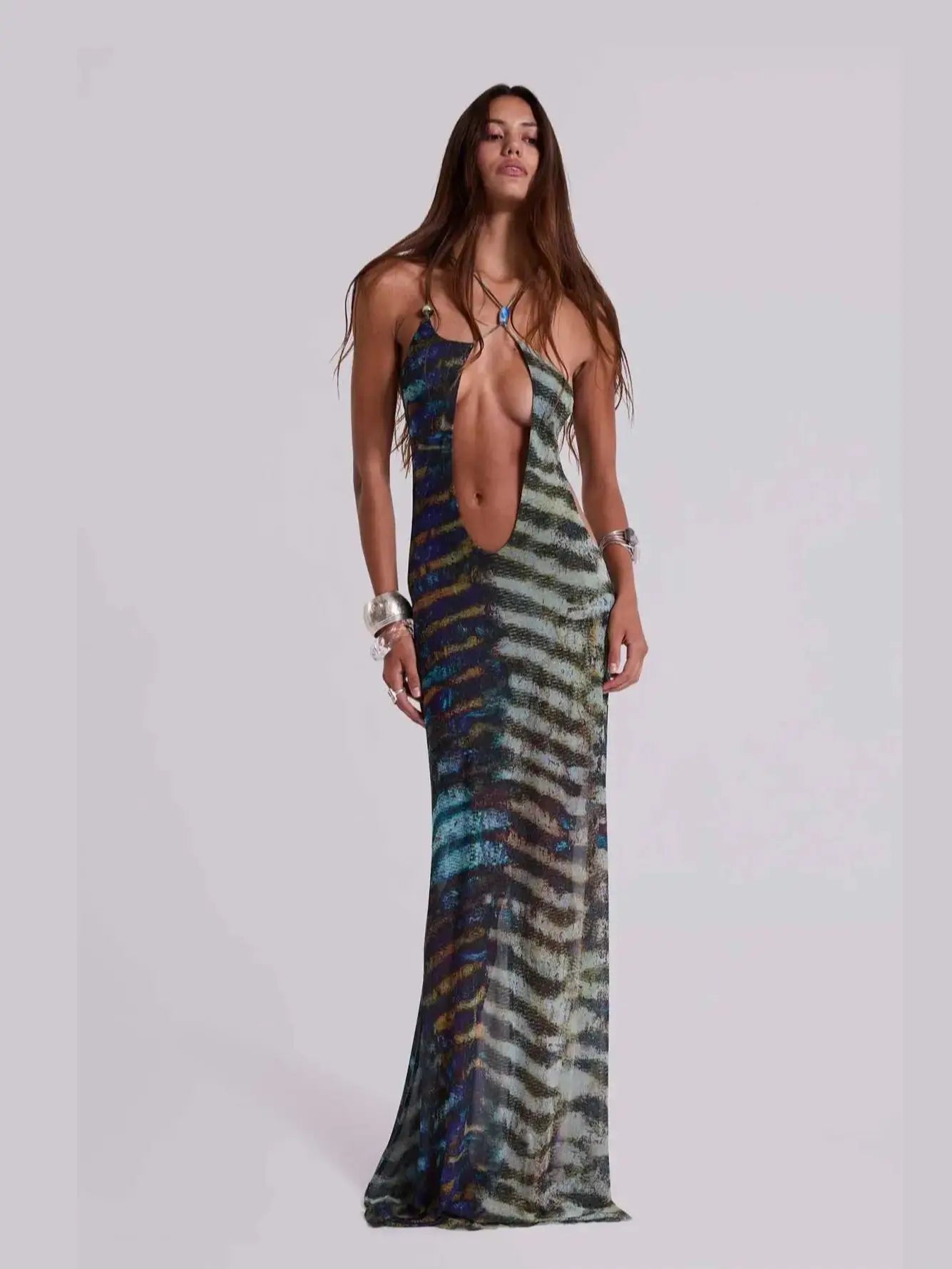 Solara – Boho Halter Maxi Dress – Nomadic Enigma