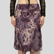 VI Vintage Purple Print Skirt