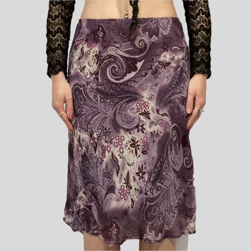 VI Vintage Purple Print Skirt
