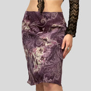 VI Vintage Purple Print Skirt