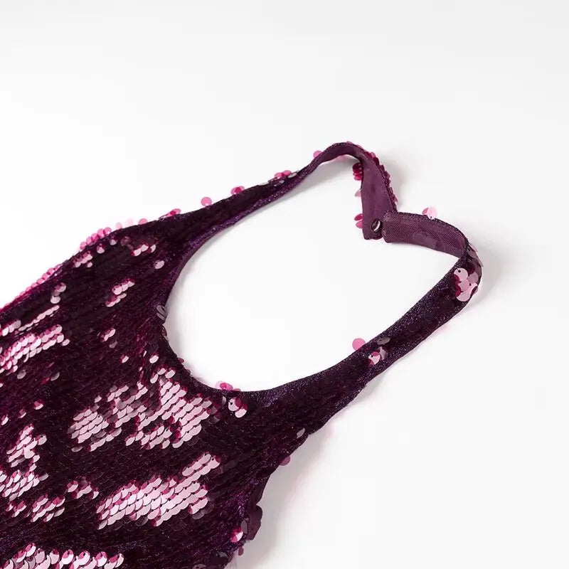 LILACH Purple Sequin Evening Dress