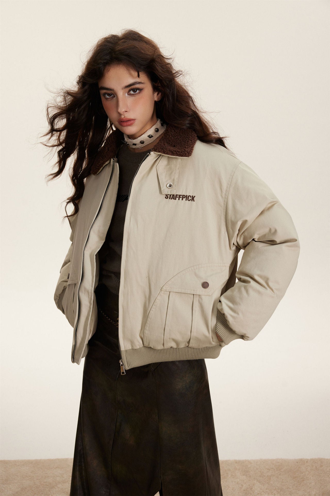 WO White Fur-Lined Coat