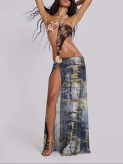 LUNA – Divided Mesh Dress with Ring Detail