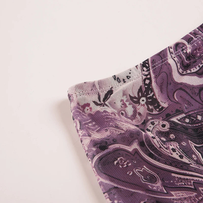 VI Vintage Purple Print Skirt