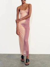 LOM Fitted Pink Strapless Dress