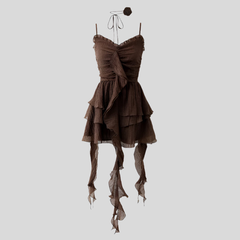 KOM Fringe & Flower Mini Dress